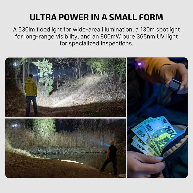 OLIGHT OCLIPULTRANVBU Oclip Ultra Clip-On EDC Light with Flood, Spot, and UV Modes - Navy Blue