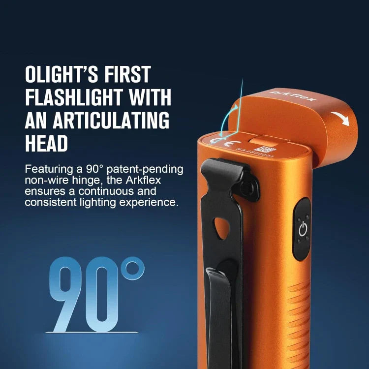 OLIGHT ARKFLEXOGSK Arkflex Adjustable Right Angle Flashlight - Orange Skeleton