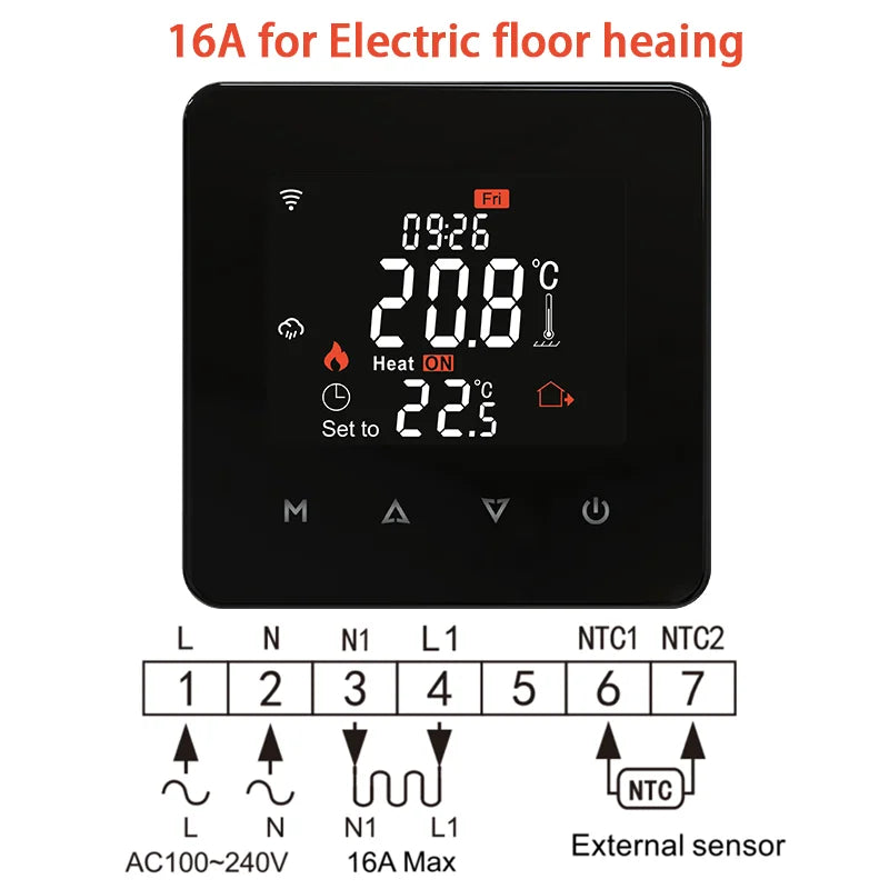 Tuya WiFi Smart Thermostat for Electric Floor Heating Water/Gas Boiler Temperature Remote Controller Google Home, Alexa, Yandex